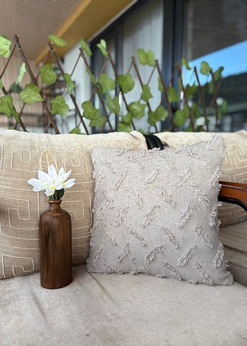 Taş rengi Nakışlı Bohem Dekoratif Yastık - Görsel 9