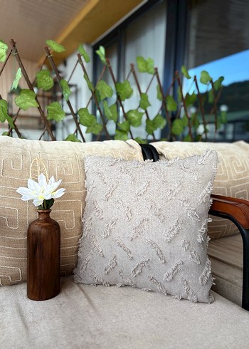 Taş rengi Nakışlı Bohem Dekoratif Yastık - Görsel 7