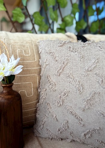 Taş rengi Nakışlı Bohem Dekoratif Yastık - Görsel 6