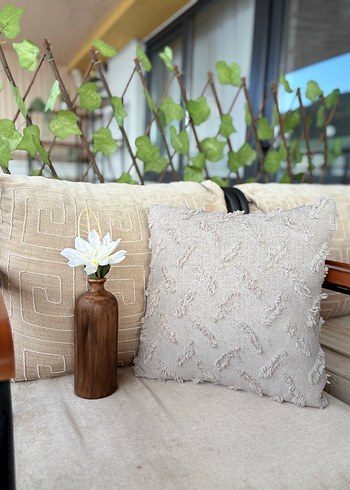 Taş rengi Nakışlı Bohem Dekoratif Yastık - Görsel 3