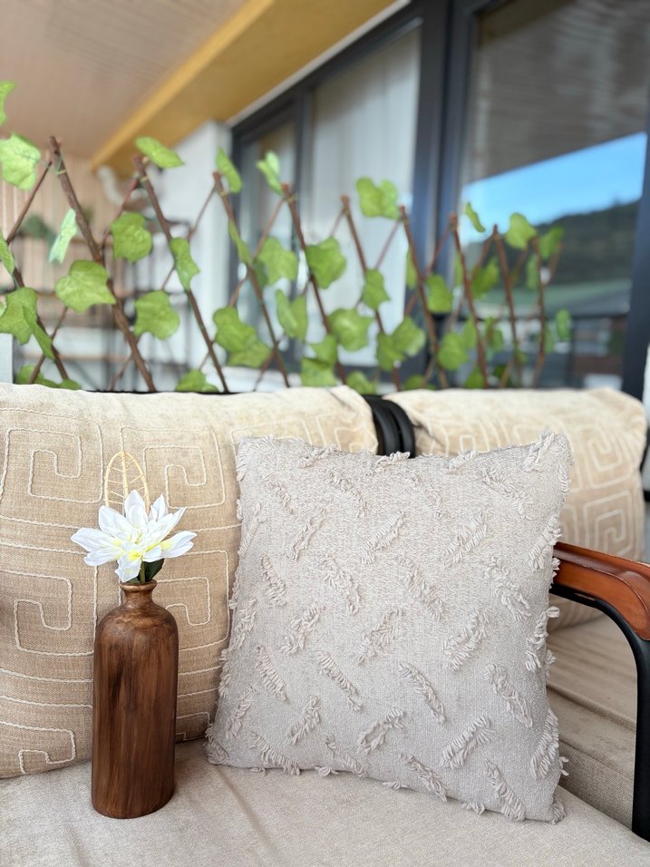 Taş rengi Nakışlı Bohem Dekoratif Yastık - Görsel 4