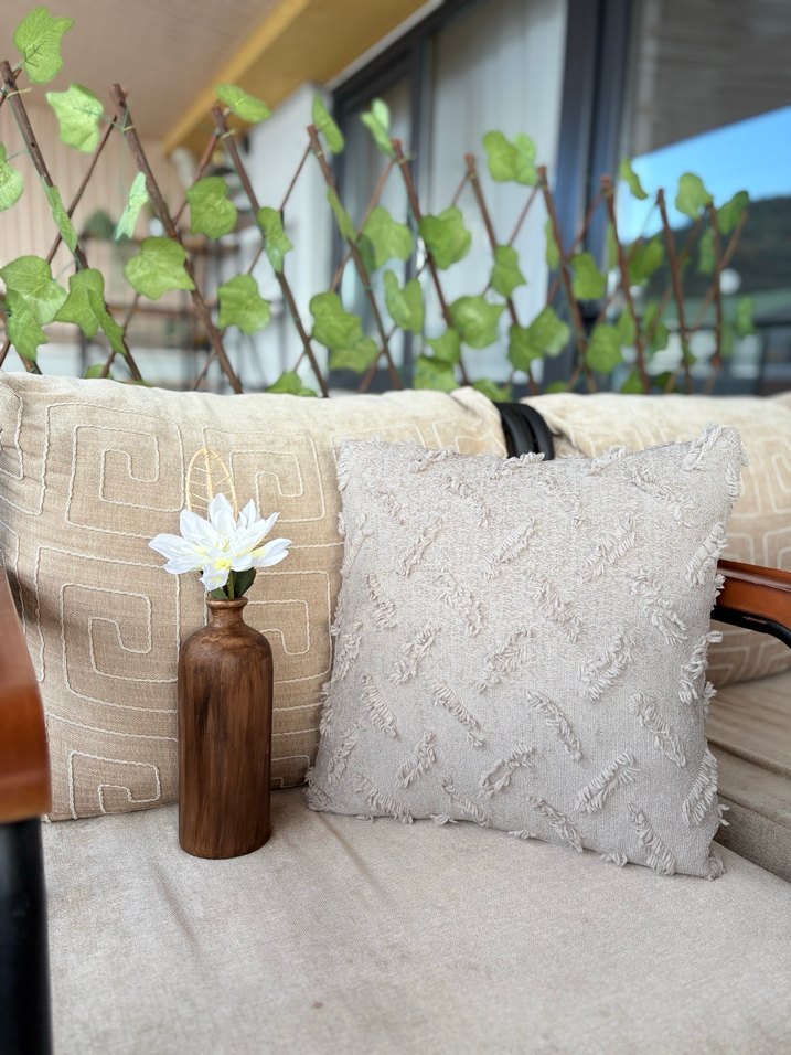 Taş rengi Nakışlı Bohem Dekoratif Yastık - Görsel 3