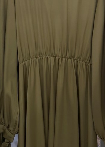 Kadın Haki Uzun Drapeli Elbise - Görsel 3