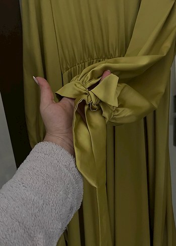 Kadın Haki Uzun Drapeli Elbise - Görsel 4