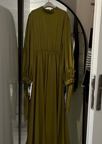 Kadın Haki Uzun Drapeli Elbise - Görsel 5