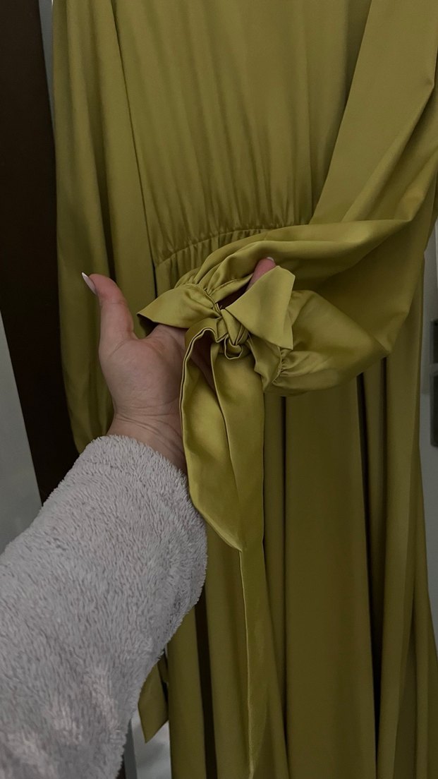 Kadın Haki Uzun Drapeli Elbise - Görsel 4