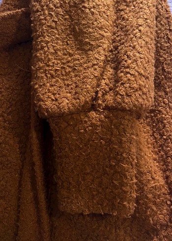 Kahverengi Kürklü Kadın Yün Midi Kaban - Görsel 5