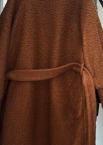 Kahverengi Kürklü Kadın Yün Midi Kaban - Görsel 4