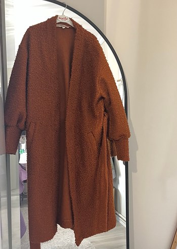 Kahverengi Kürklü Kadın Yün Midi Kaban - Görsel 2