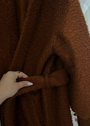Kahverengi Kürklü Kadın Yün Midi Kaban - Görsel 6