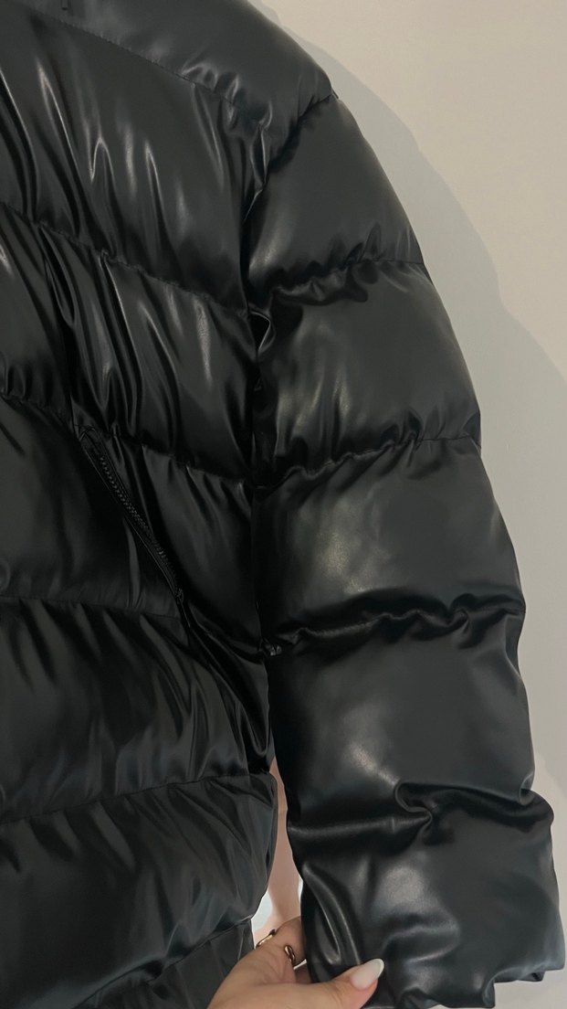 Siyah Fermuarlı Kadın Midi Kışlık kaban - Görsel 3