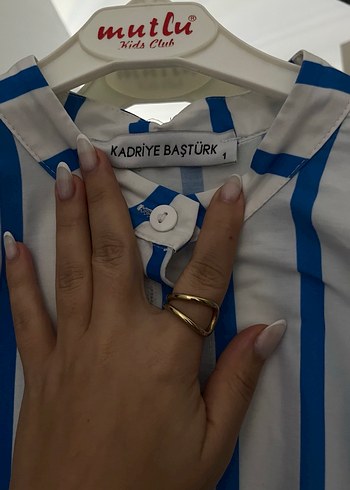 Mavi Çizgili Pamuklu Kadın Gömlek - Görsel 5