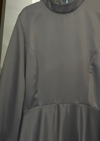 Gri Uzun Kollu Drapeli Uzun Elbise - Görsel 6