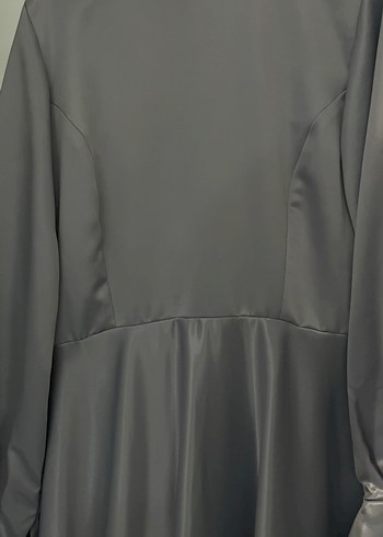 Gri Uzun Kollu Drapeli Uzun Elbise - Görsel 2