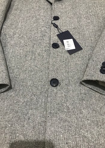 Düğmeli Gri Erkek Yün Kaban - Görsel 2