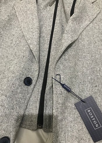 Düğmeli Gri Erkek Yün Kaban - Görsel 3