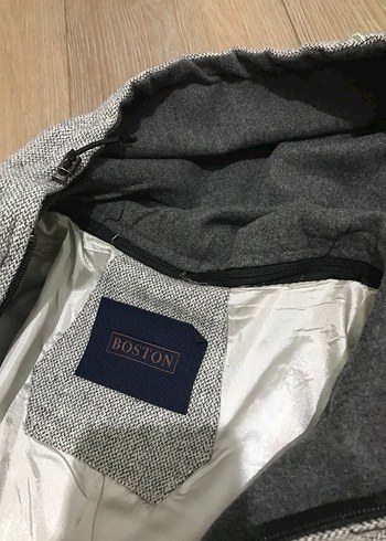 Düğmeli Gri Erkek Yün Kaban - Görsel 5