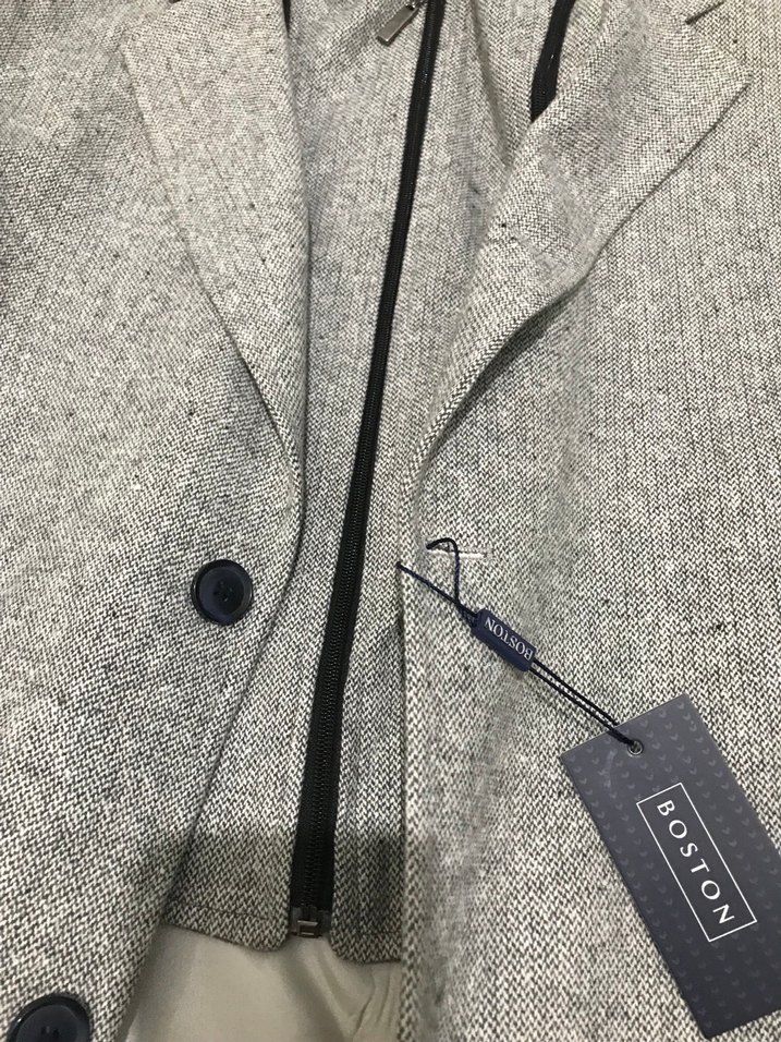 Düğmeli Gri Erkek Yün Kaban - Görsel 3