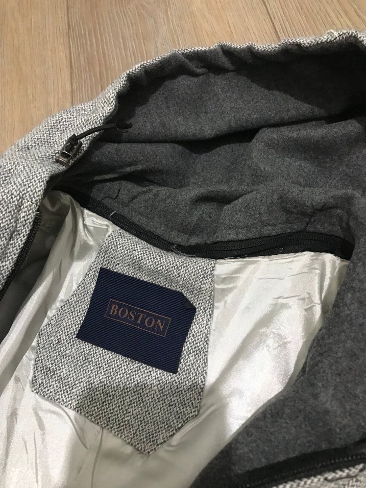 Düğmeli Gri Erkek Yün Kaban - Görsel 5