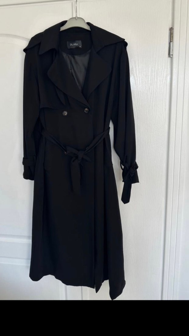 Siyah Kadın Uzun Trençkot - Görsel 3