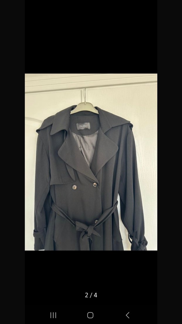 Siyah Kadın Uzun Trençkot - Görsel 4