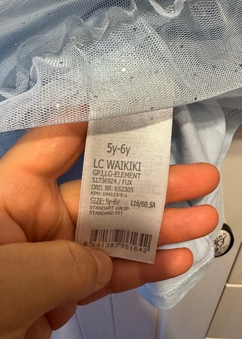 5 Yaş Beden mavi Renk Kız Çocuk Elsa Pamuklu Fırfırlı Elbise