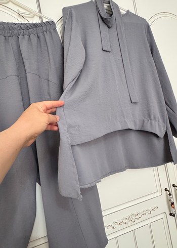 Oysho Gri Oversize Keten ayrobin Kadın Takımı