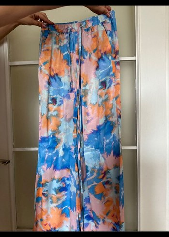 oxxo Mavi Pastel Tie-Dye Saten Bol Paça Pantolon