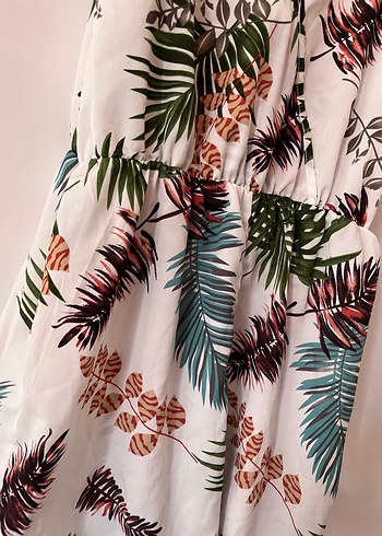 Kadın Beyaz Bohem Kısa Askılı Tulum - Görsel 2