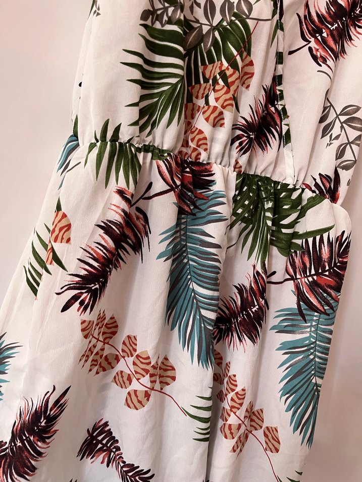 Kadın Beyaz Bohem Kısa Askılı Tulum - Görsel 2