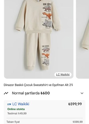 Dinozor Baskılı Çocuk Sweatshirt ve Eşofman Altı