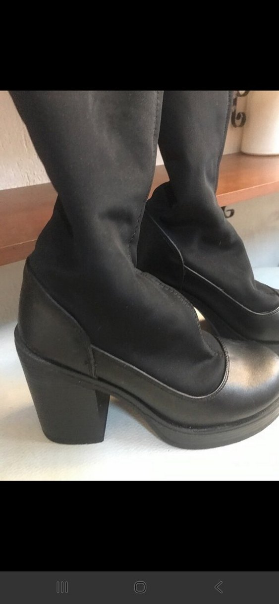 Siyah Platform Topuklu Dizüstü Kadın Bot - Görsel 3