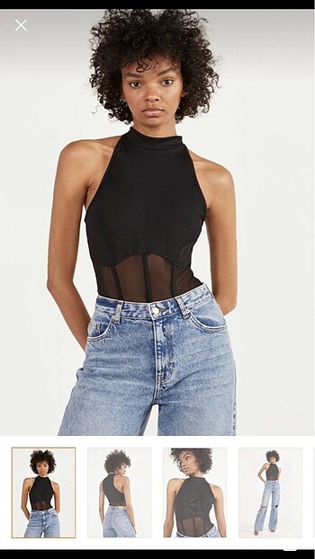 Bershka Tül Korse Detaylı Body