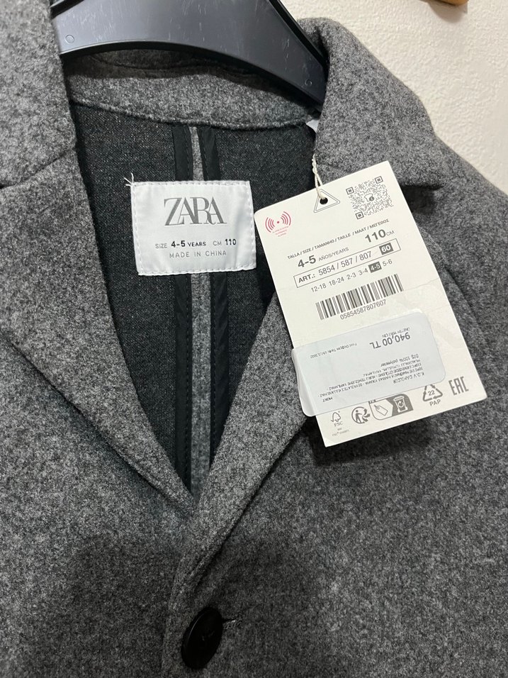 Gri Düğmeli Erkek Çocuk Kaban - Görsel 2