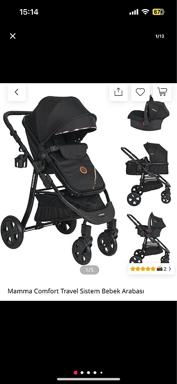 Diğer Beden siyah Renk Mamma comfort marka Bebek Arabası