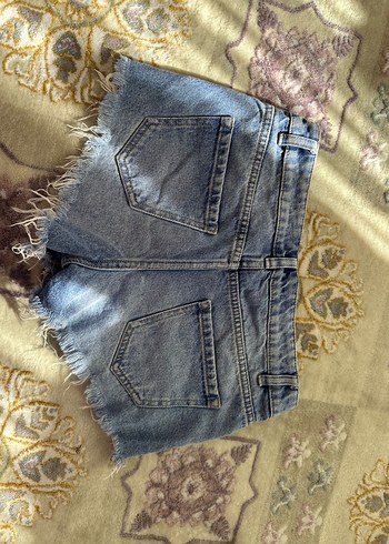 Kadın Mavi Denim Mini Şort - Görsel 2