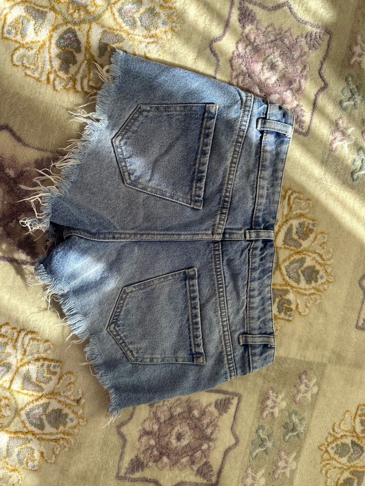 Kadın Mavi Denim Mini Şort - Görsel 2