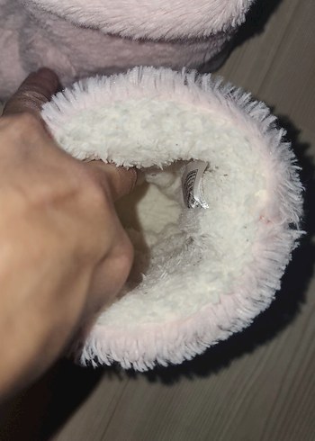 Kızlar için Pembe Peluş Ev Terliği - Görsel 5