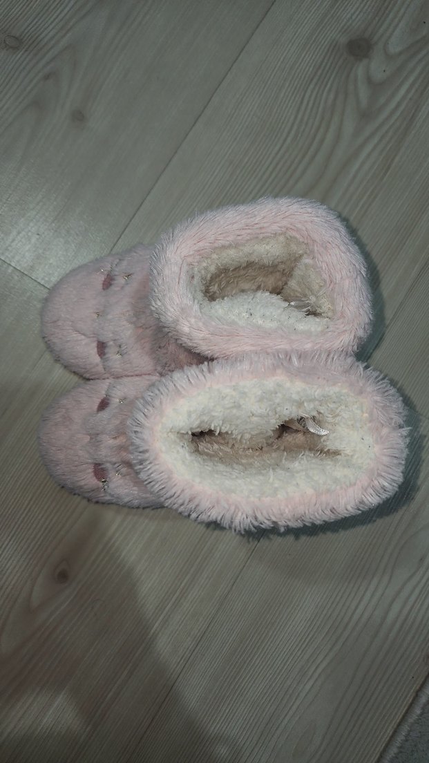 Kızlar için Pembe Peluş Ev Terliği - Görsel 4