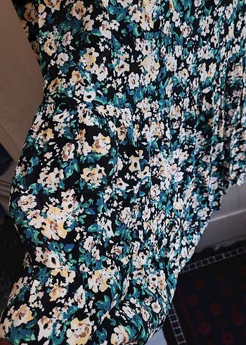 Bohem Çiçekli V Yaka Mini Elbise - Görsel 5