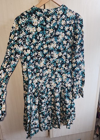 Bohem Çiçekli V Yaka Mini Elbise - Görsel 4