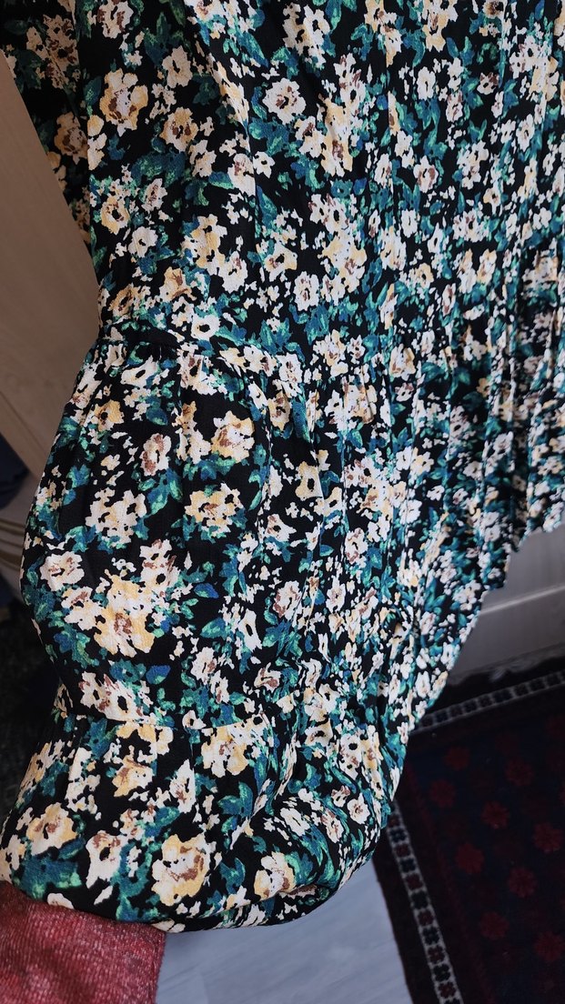 Bohem Çiçekli V Yaka Mini Elbise - Görsel 5