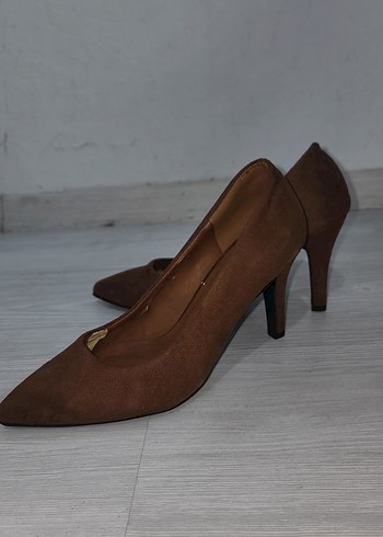 Bej Süet Stiletto Kadın Ayakkabı - Görsel 9