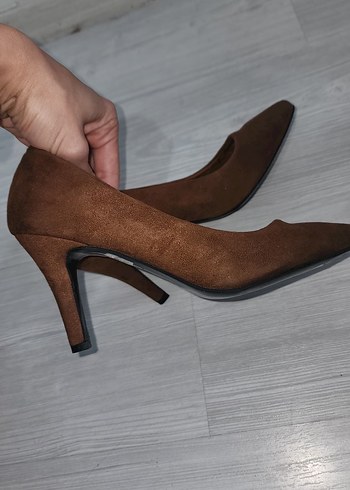 Bej Süet Stiletto Kadın Ayakkabı - Görsel 7