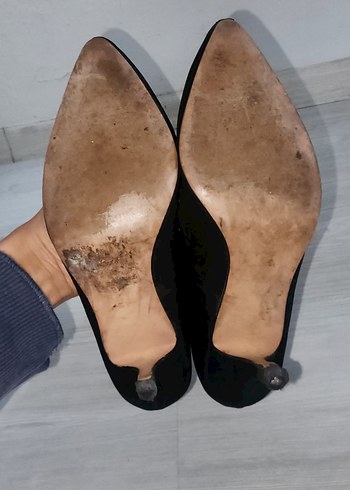 Siyah Süet Stiletto Topuklu Kadın Ayakkabı - Görsel 6