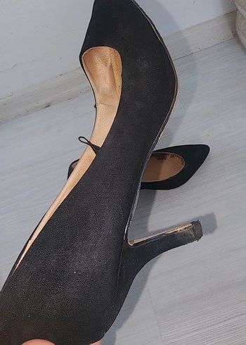 Siyah Süet Stiletto Topuklu Kadın Ayakkabı - Görsel 3