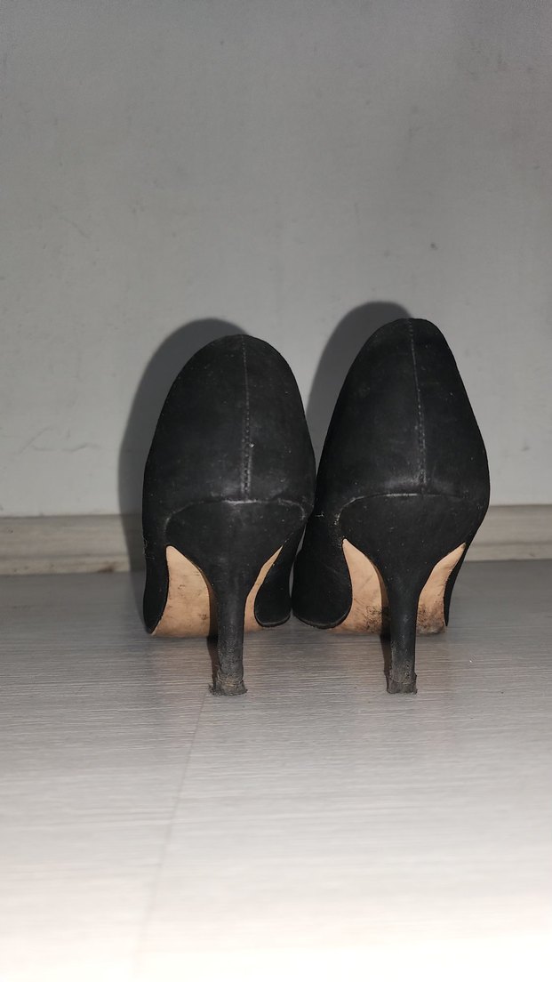 Siyah Süet Stiletto Topuklu Kadın Ayakkabı - Görsel 5