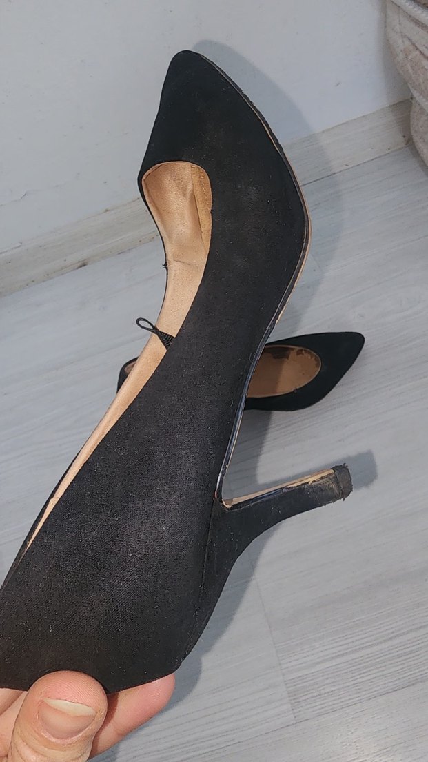 Siyah Süet Stiletto Topuklu Kadın Ayakkabı - Görsel 3