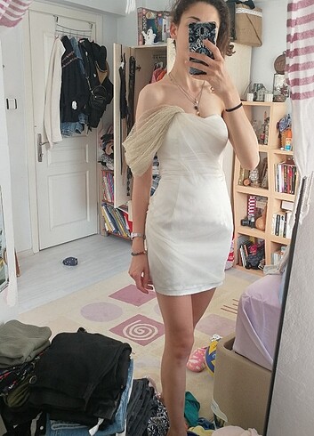 Saten mini mezuniyet elbisesi  - Görsel 6