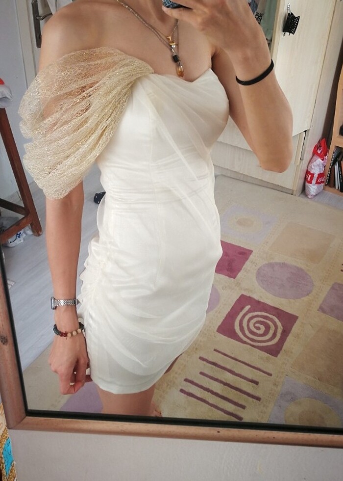 Saten mini mezuniyet elbisesi  - Görsel 5